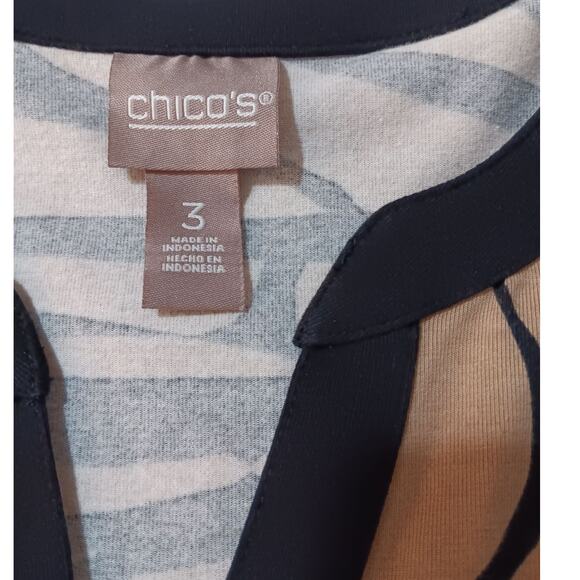CHICO'S 3 Pullover Top Blouse XL Animal Print Office Career Casual Travel Tan - Picture 5 of 8